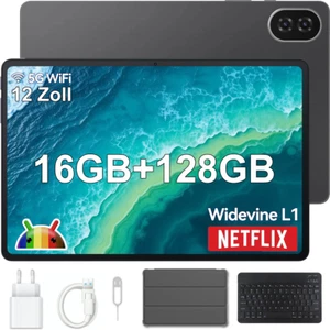 2025 Tablets 12" Android 13 Tab 16GB+128GB 8-Core Netflix 5G Wifi Widevine L1 PC - Picture 1 of 6