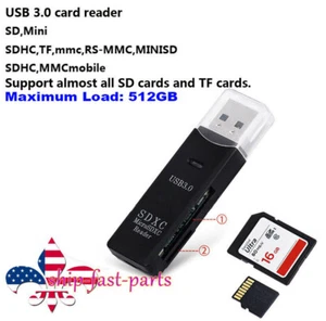 Black USB 3.0 Micro SD/SDXC TF Card Reader Adapter Mac OS Pro Windows USA - Picture 1 of 5