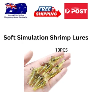 NEW 10PCS Soft Simulation Shrimp Prawn Lure Hook Crankbaits Fishing Bait - Picture 1 of 6