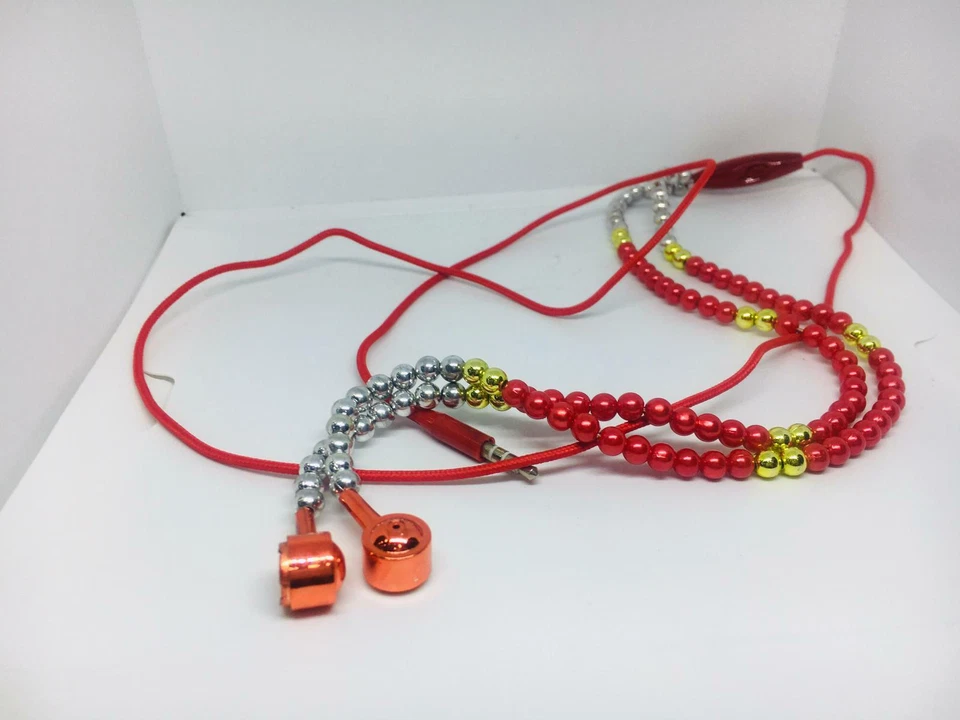 Joyería de diamantes de imitación roja para niña collar de perlas auriculares micrófono cuentas 40 cm auriculares  Foto 1 de 4