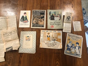 Lot 10 Antique Recipe Booklets 1920s - 1930s Newspaper Recipes, Store Coupon - Picture 1 of 7