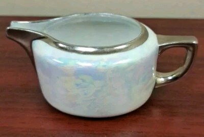 复古 Lusterware Creamer Pitcher 4 英寸白金表带 * 可能是日本 * 优雅 — 第 1/4 张图片