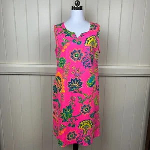 Orientique Dress Women's Size 12 Pink Floral Stretch Knee Length Summer Holiday - Picture 1 of 12