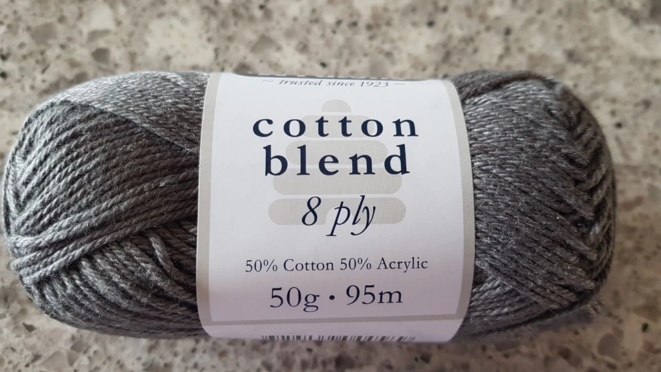 Patons Cotton Blend 8 Ply #45 Charcoal Grey Cotton / Acrylic 50g - image 1 of 1