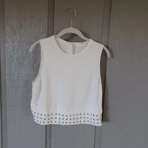 ALC Women Henson Crepe Crop Top Size 8 Grommet Detail Sleeveless Zip - Picture 1 of 7