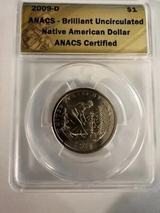 2009-D U.S. Brilliant Uncirculated Native American $1 Dollar - ANACS Certified - Picture 1 of 2