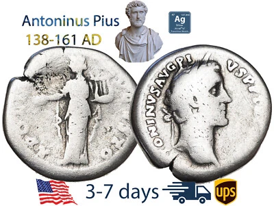 Ancient Roman Empire Coin Silver Denarius ANTONINUS PIUS 138-161 AD #20381 - Image 1 of 3