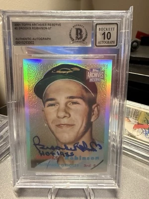 Brooks Robinson Auto Signed 2001 Topps Archives Reserve Orioles Beckett  10 COA. - Image 1 of 2