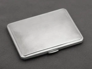 Art Deco Sterling Silver Cigarette Case Hallmarked London 1937 Engine Turned - Picture 1 of 6
