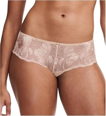 Calzoncillo hipster bordado floral transparente Chantelle Fleur talla pequeña en azúcar Foto 1 de 4