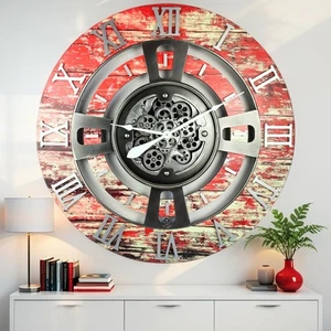 The Gears Reloj ENGLAND LINE RELOJ DE PARED REDONDO 36 PULGADAS ROJO LAVA - Imagen 1 de 10
