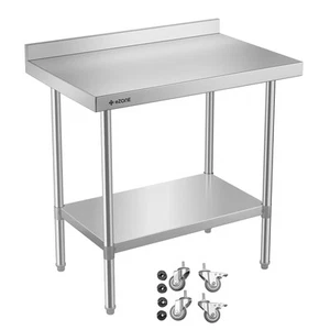 Mesa de preparación de alimentos comercial eZone de acero inoxidable 900x600x900 mm + ruedas - Imagen 1 de 7