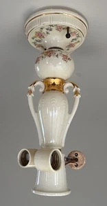 1930's Antique Porcelier Ceramic Flowered Ceiling Fixture Only/ Untested - Picture 1 of 6