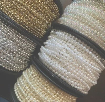 Pearl Bead Trim 3mm Beading Trimits Decorative String Beads Per Metre 6 Colours - Image 1 of 4