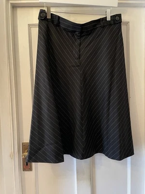 Jaeger Black & White Pinstripe A-Line Skirt,UK 14 - Image 1 of 4