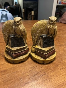 Vintage SYROCO Holz EULE-BÜCHER-FEDERN BUCHSTÜTZEN Syrakus NY USA gebraucht - Bild 1 von 3