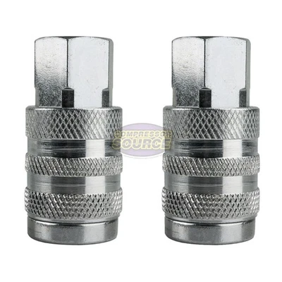 2 Industrial Style Steel 1/4" FNPT Air Compressor Quick Couplers 6 Ball Bearing - Image 1 of 4