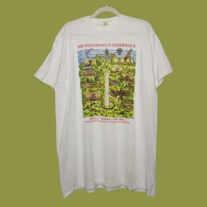Vintage 80s Smithsonian Museum Art XXL White Screen Stars Rare Single Stitch  - Picture 1 of 8