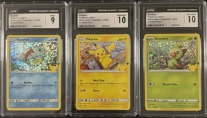SEQUENTIAL CGC 9 10 10 SQUIRTLE 17 PIKACHU 25 GROOKEY 8 McDONALD’S POKEMON - Picture 1 of 2