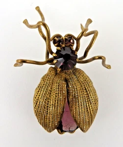 Französische Modeschmuck Brosche Insekt Amethyste der 1950er Jahre (130302) - Bild 1 von 7