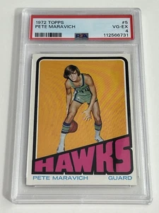 1972 Topps Basketball Pete Maravich #5 Atlanta Hawks HOF PSA 4 Sehr guter Zustand - Bild 1 von 3
