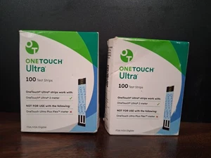 200 OneTouch Ultra blood glucose test strips - 2 100 ct dented boxes Exp 11/25 - Picture 1 of 6