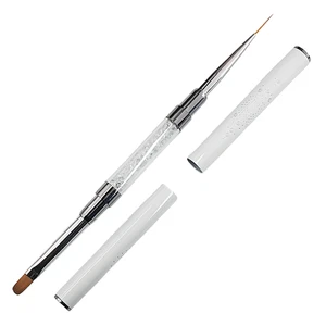 Duo Pinsel weiß mit Kristalloptik - Gelpinsel & Nailartpinsel - Bild 1 von 3