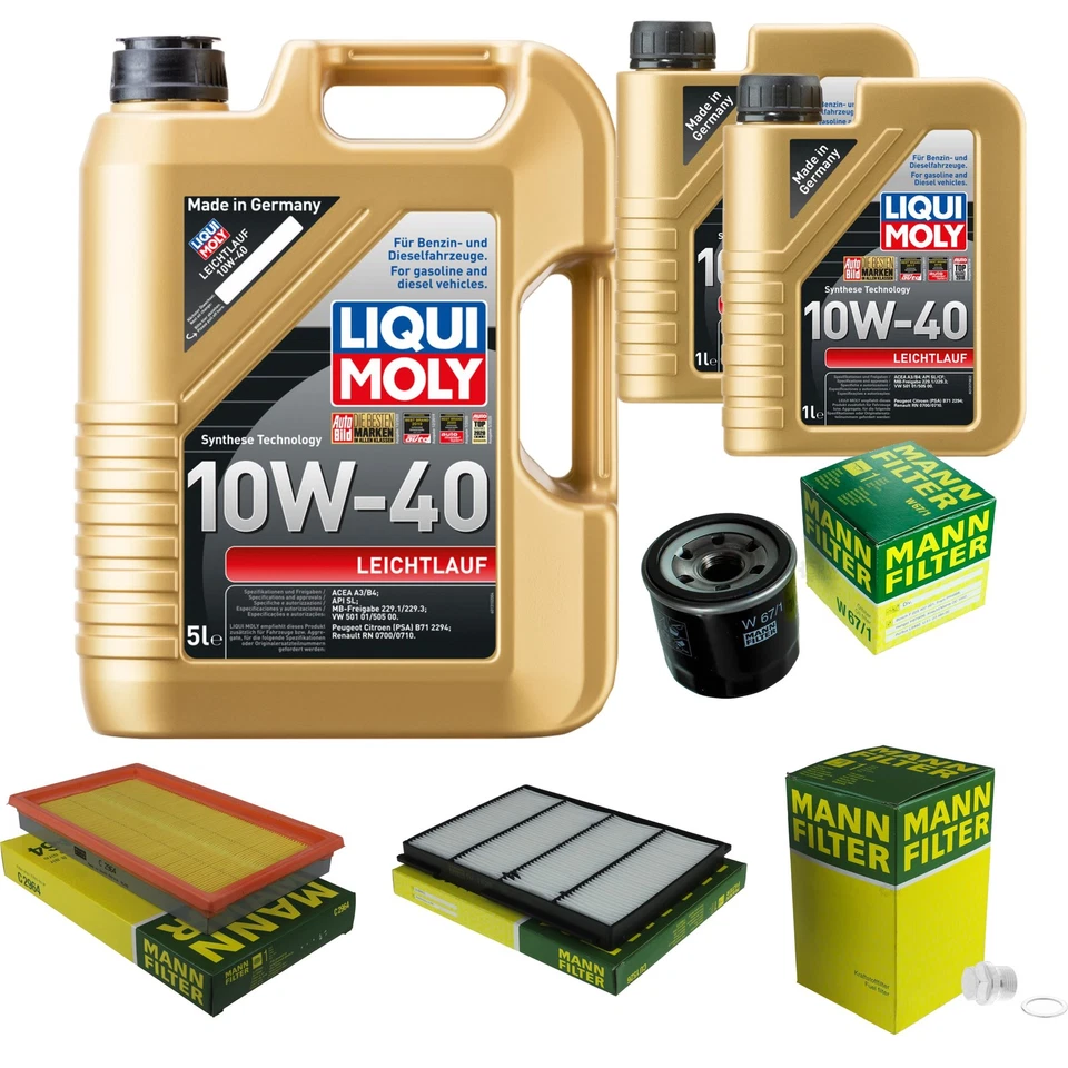 MANN Inspection Set 7 L LIQUI MOLY Leichtlauf 10W-40 Pour Subaru Impreza Coupe - Photo 1/4