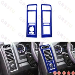 Blue Carbon Fiber Dim Light Control Air Vent Trim For Dodge Ram 1500 2013-2015 - Picture 1 of 7