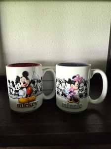 Disney Parks Mickey & Minnie Mouse Mug Set Walt Disney World Evolution Pair 3D - Picture 1 of 12