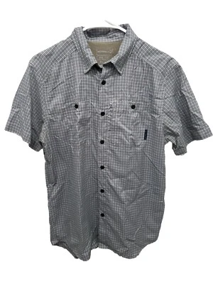 Merrell Mens Shirt Gray Short Sleeve Button Size S Opti Wick Zip Pockets - Image 1 of 4