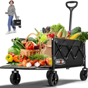 Overmont Carrello pieghevole con ruote - 100L Carrello Spiaggia Pieghevole Legge - Foto 1 di 1