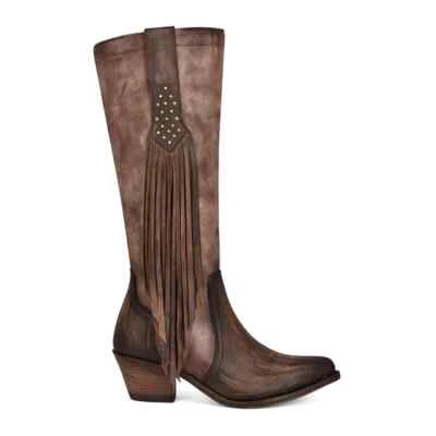 New Corral Women's Bronze Fringe F1251 Tall 15" Leather Western Boots 7 M - Image 1 of 3
