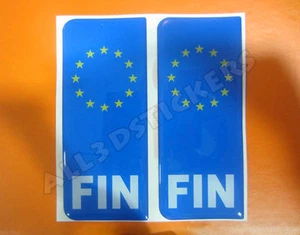 2x3D Sticker Resin Domed Euro FINLAND Number Plate Car Badge Adhesive Decal - Bild 1 von 1