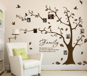 Family Photo Tree & Birds Art Vinyl Wall Sticker, Home Wall Decal- HIGH QUALITY - Picture 1 of 13