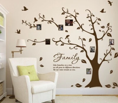 Family Photo Tree & Birds Art Vinyl Wall Sticker,  DIY Home Wall Decor Decal - Image 1 of 4