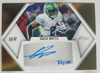 2023 SAGE HIT #A-DW3 Duece Watts Autographs Gold #32/100 - Image 1 of 2