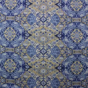 WAVERLY REFLECTION POOL PORZELLAN BLAU BLUMEN GEOMETRISCHER STOFF VON YARD 54"W - Bild 1 von 5