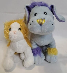 2 Ganz Webkinz Little Orange Tabby Cat Kitten Mohawk Dog Puppy Blue Purple - Picture 1 of 11