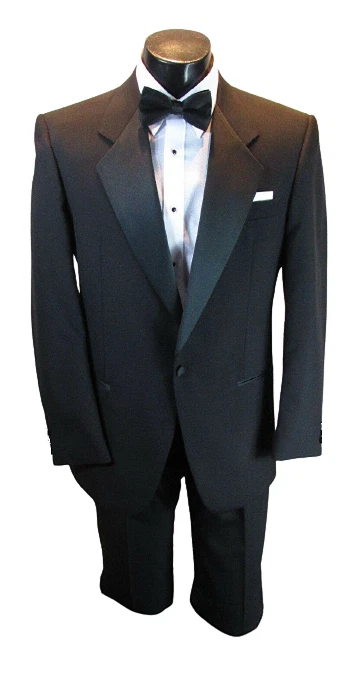 ALL SIZES 40 L Black Wool Tuxedo Coat Pants Shirt Vest tie Complete Tux Mason - Image 1 of 4