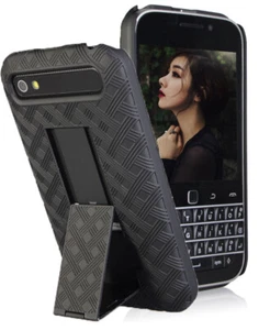 Black Kickstand Slim Case Hard Cover for BlackBerry Classic, Q20 - Picture 1 of 5