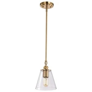 Nuvo Lighting Dover 1 Light Small Pendant, Vintage Brass/Clear - 60-7410 - Picture 1 of 1