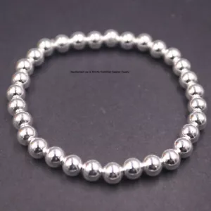 1pcs Pure S999 Fine Silver 999 Chain Women 5mm Lucky Round Beads Bracelet - Picture 1 of 5