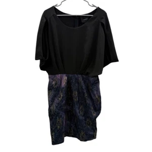 Ark & Co Black Batwing Sleeve Tie Dye Floral Overlay Dress Sz L NEW - Picture 1 of 13