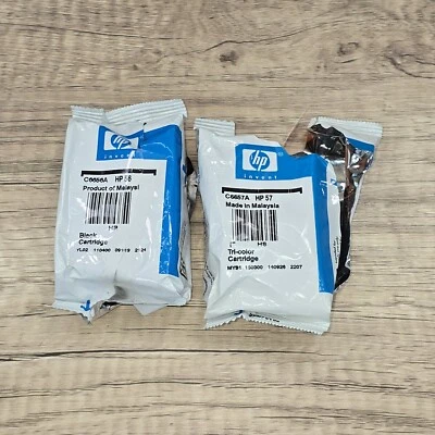 HP 56 Black C6656A & HP 57 Tricolor C6657A Genuine Ink Cartridges (Open) - Image 1 of 3