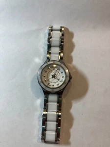 Bulova Damenuhr "98P124" weiß mit Diamantmarkierungen Keramik Edelstahl - Bild 1 von 6