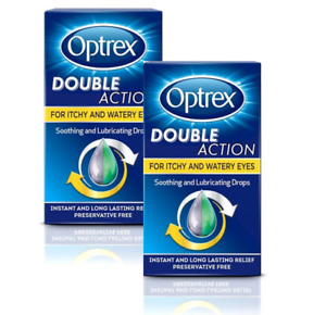 2 X Optrex Double Action Eye Drops for Itchy and Watery Eyes  2x10ml BB 2024