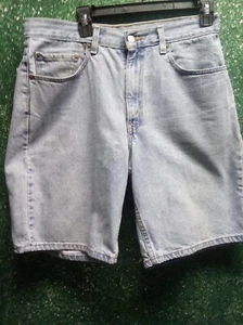 Vtg Levis 550 Denim Shorts Mens 34x10 Relaxed High Light Blue Distressed Cotton - Picture 1 of 8