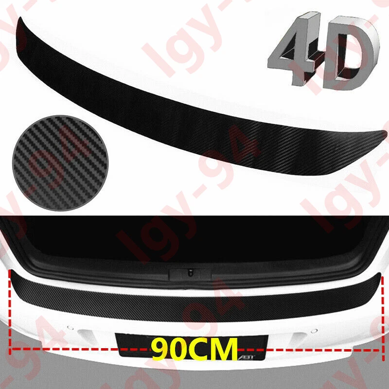 Pegatina antiarañazos protección labial cola maletero trasero automático aspecto fibra de carbono negro 4D Foto 1 de 4