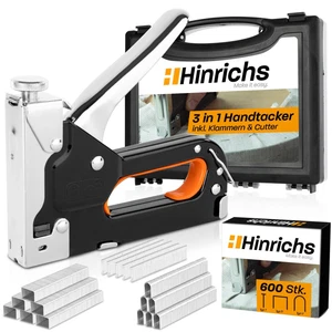 Hinrichs Handtacker im Koffer - Handtacker Holz mit Klammern Nägeln - Foto 1 di 7